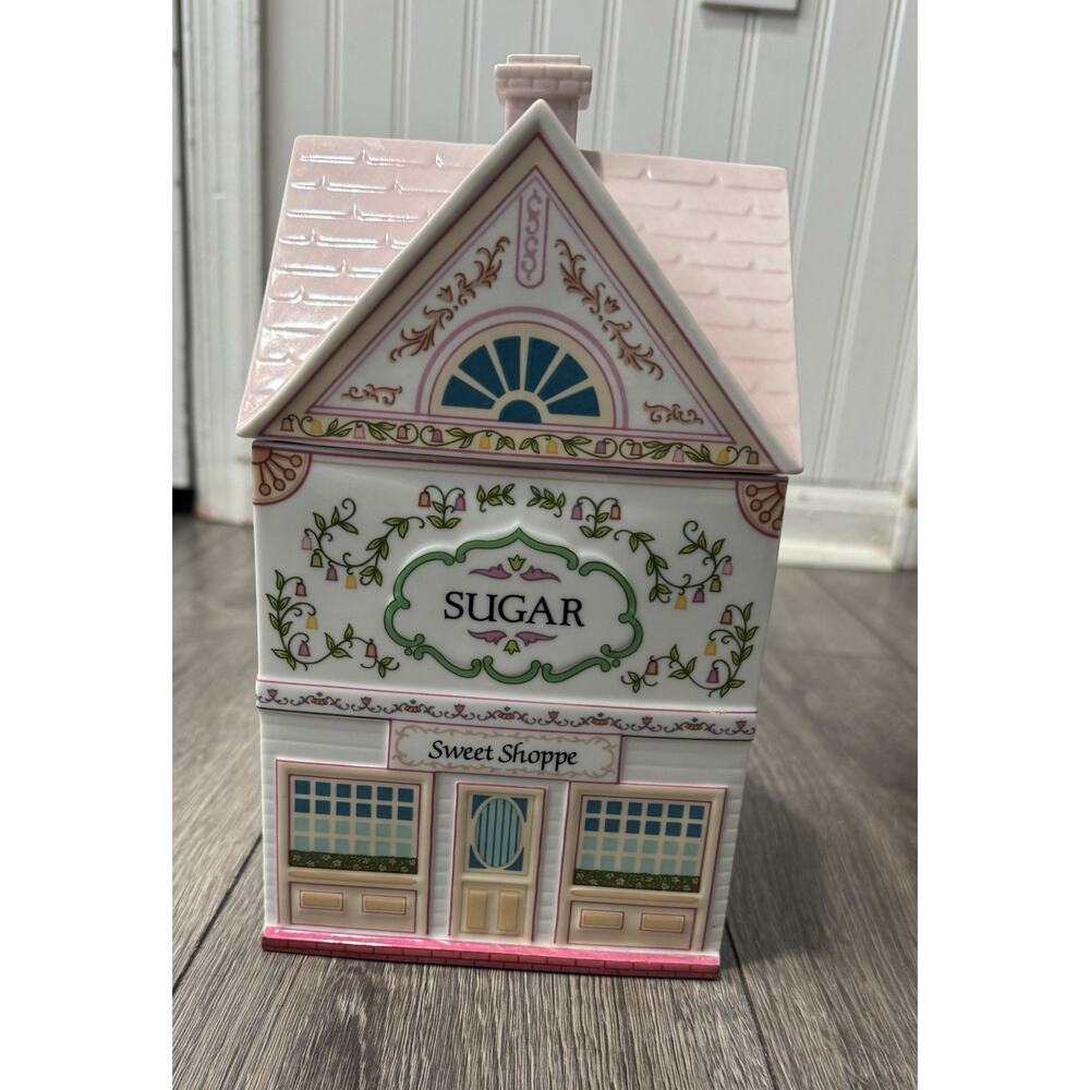 Vintage 1990 Lenox Village Canisters Sugar Sweet Shoppe fine porcelain with lid
